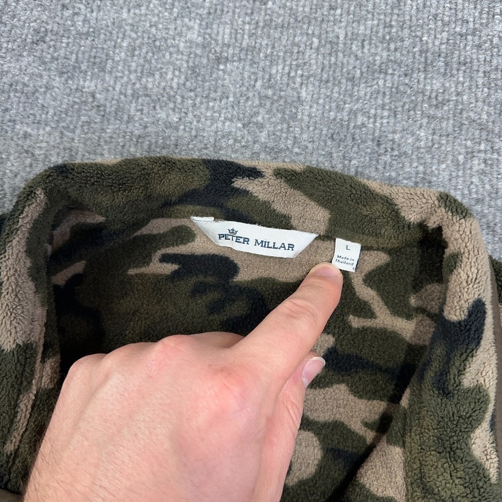 Peter Millar Jacket Men L Olive Branch Camo Micro Shearling Fleece Full Zip Golf - Picture 4 of 13